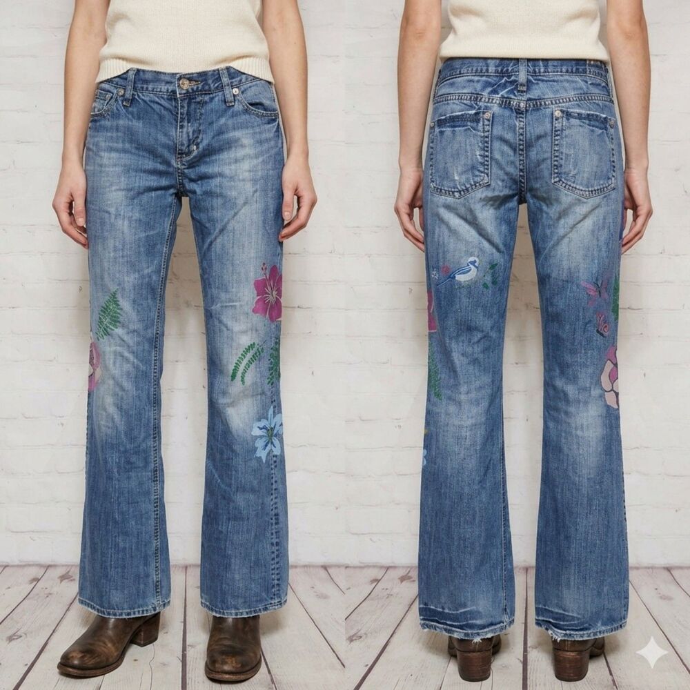 Mossimo Supply Co Bootcut Jeans Size 13 Painted Floral